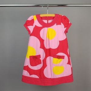 Mini Boden Red Pink Floral A-Line Dress Girls 5-6
